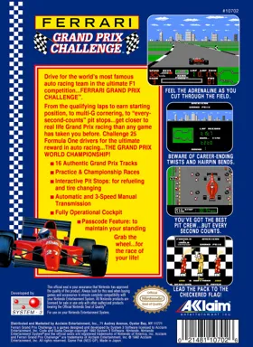 Ferrari Grand Prix Challenge (USA) box cover back